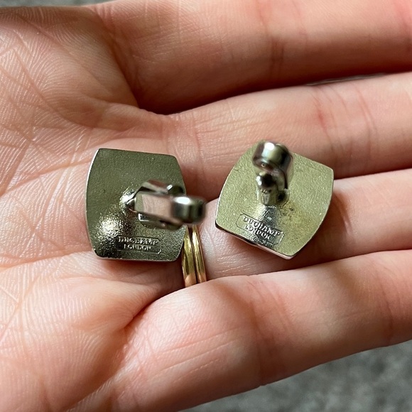 Vintage Duchamp London Watch Design Cufflinks Yellow Black Mens Holiday Gift - Picture 3 of 3